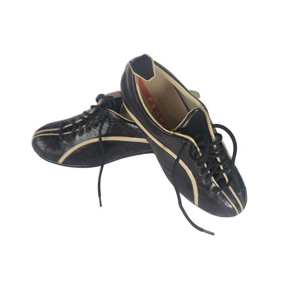 Vintage Womens Prada Y2K Leather Bowling Low Top Trainers Sneakers Size EU 36 - Picture 1 of 11